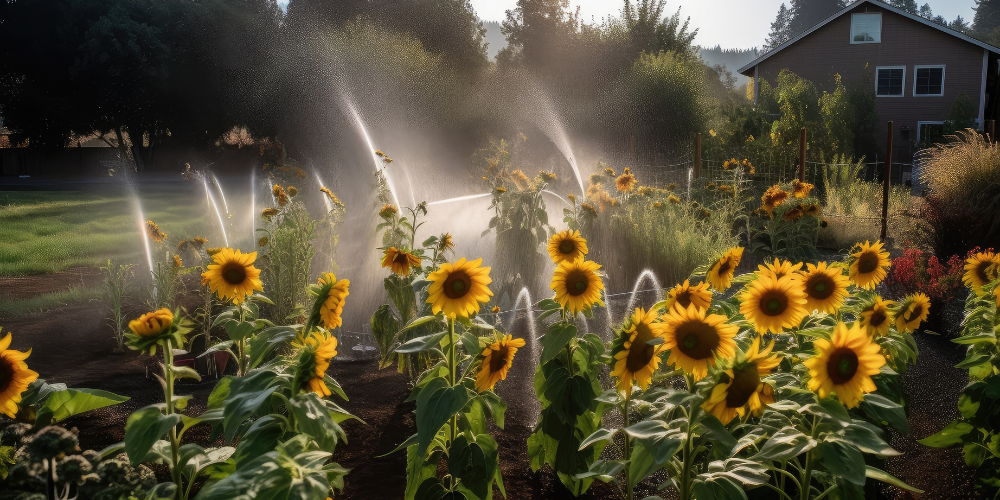 Millcreek Gardens-Salt Lake City-Utah-Growing Sunflowers-watering sunflower crop